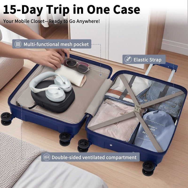 5 Piece Luggage Set Hardside Spinner Suitcase 20 24 28 Inch TSA Lock Airline6