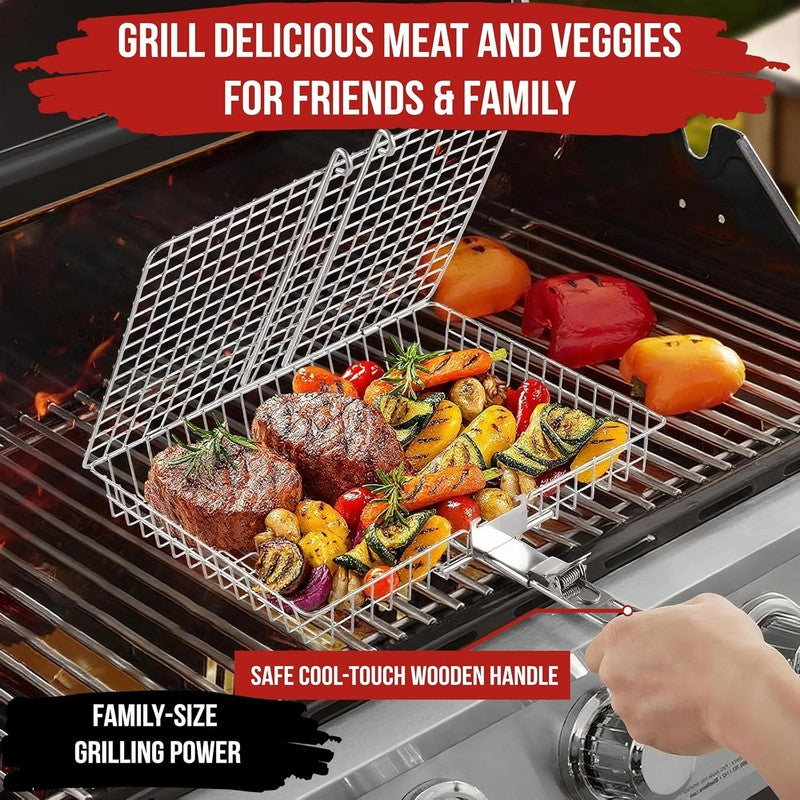 'S Bbq Grill Basket Set for Meat Fish Vegetables Stainless Steel 304 Barbecue Bb8