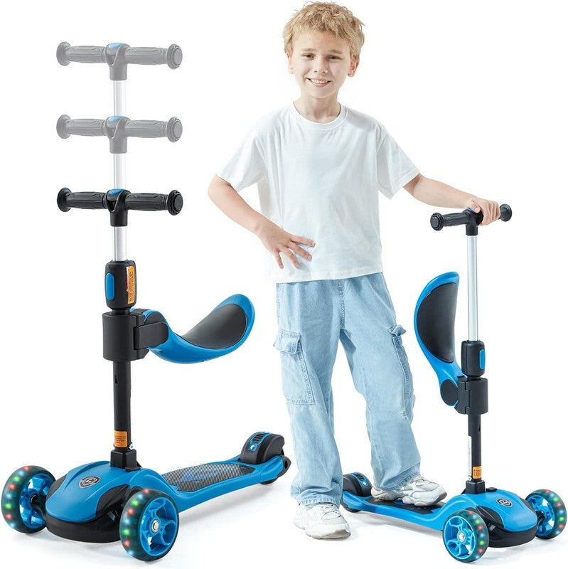 Kids 2 in 1 Folding 3 Wheel Kick Scooter Adjustable Height Safety Lock Ages 3 141