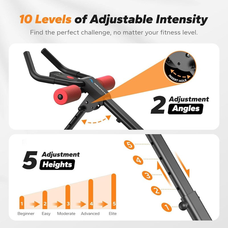 Adjustable Ab Machine for Home Gym, Foldable Ab Trainer with Knee Protection2