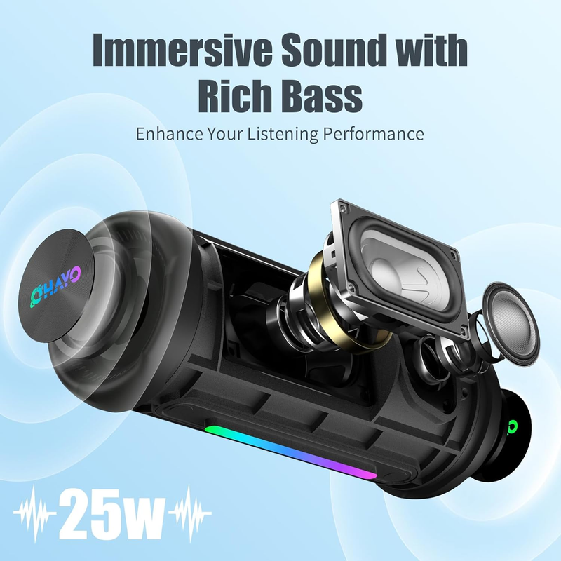 Bluetooth Speaker 25W Loud Stereo Super Bass IPX7 Waterproof Portable Outdoor2