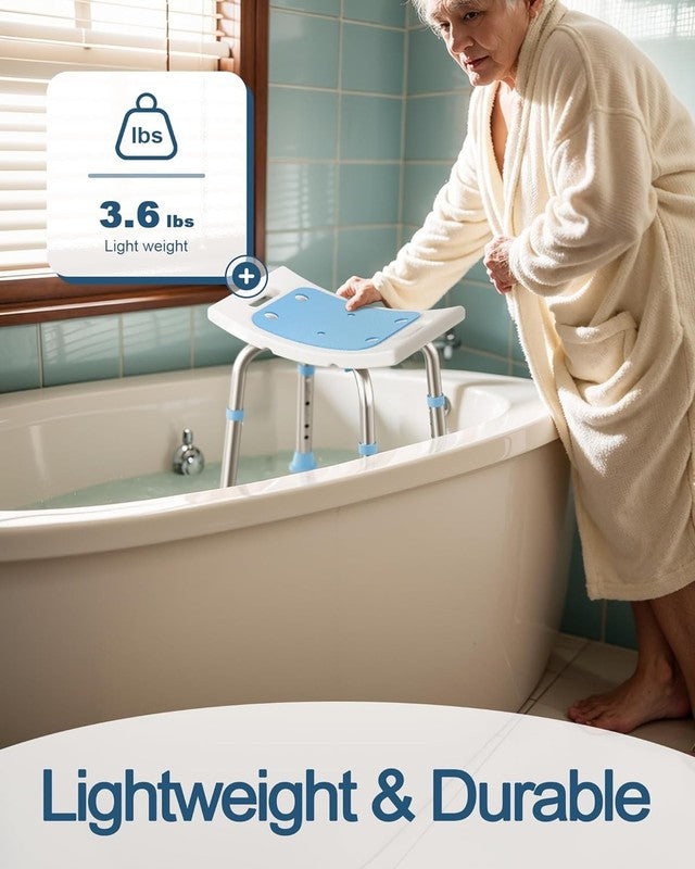 Shower Chair for inside Shower, 400 Lbs Adjustable Shower Stool with Suction Fee4