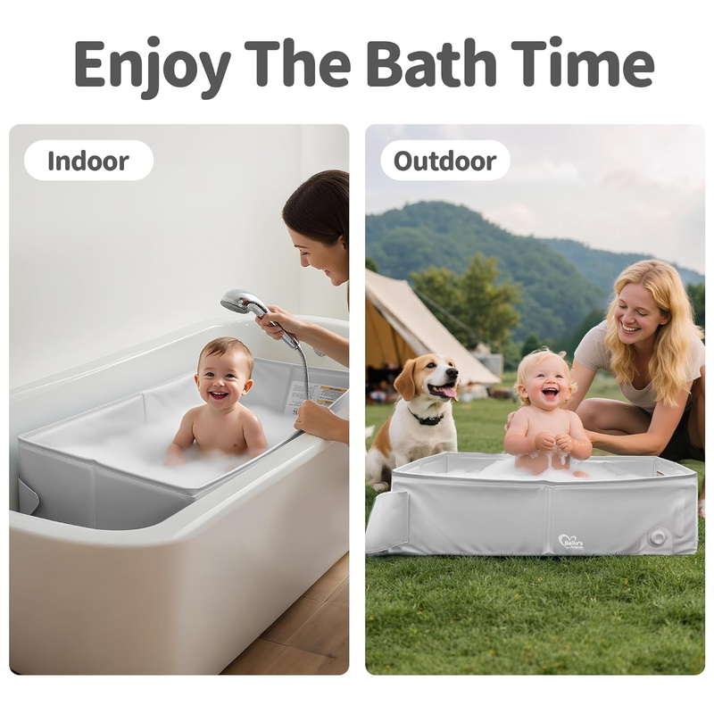 Bella’s Friends Baby Collapsible Travel Bathtub Foldable Portable Gray 6M 3Y1