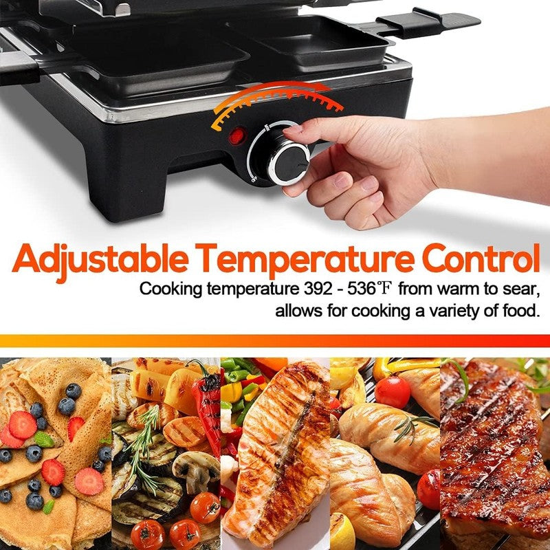 Electric Raclette Table Grill Korean BBQ 2 in 1 Nonstick Plate 8 Pans3
