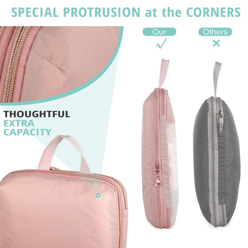 8 Set Expandable Compression Packing Cubes for Travel, See through Mesh Travel P5