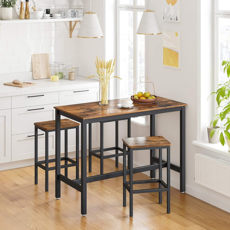 Bar Stools, Set of 2 Bar Chairs, Kitchen Breakfast Bar Stools with Footrest, Ind1