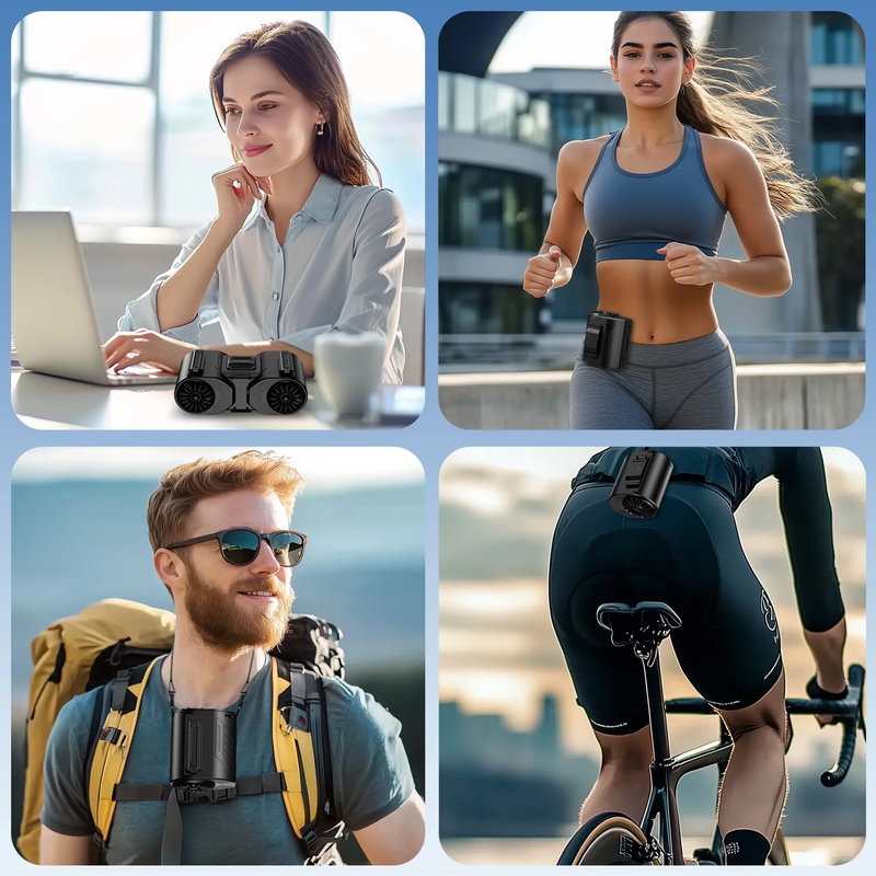 Portable Neck Fan 10,000Mah Battery, 5 Speeds, 3 In 1 Wearable Personal Cooling6