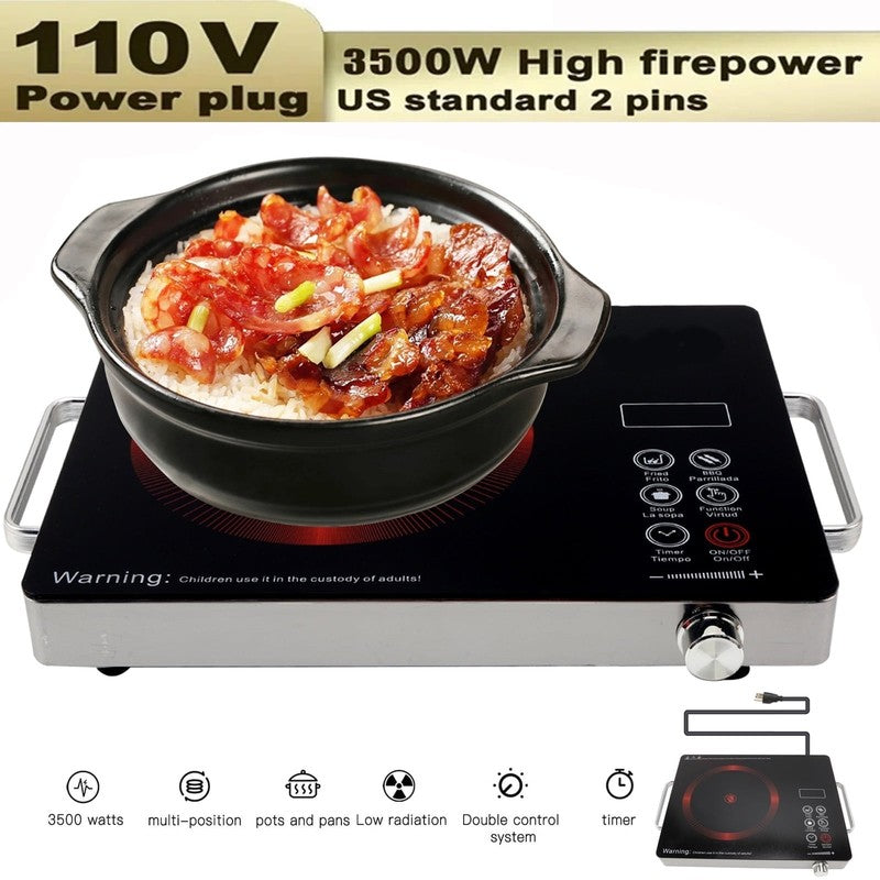 3500W Electric Hot Plate Ceramic Induction Cooktop Portable Stove 110V8