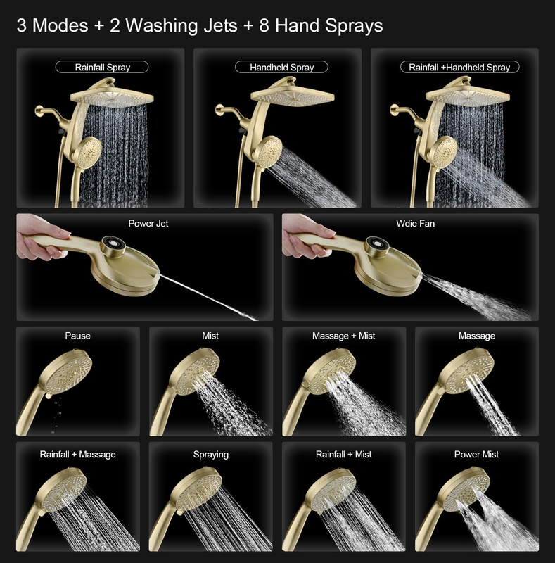 High Pressure Rain Shower Head: Upgrade Shower Heads with Handheld Spray Combo w1