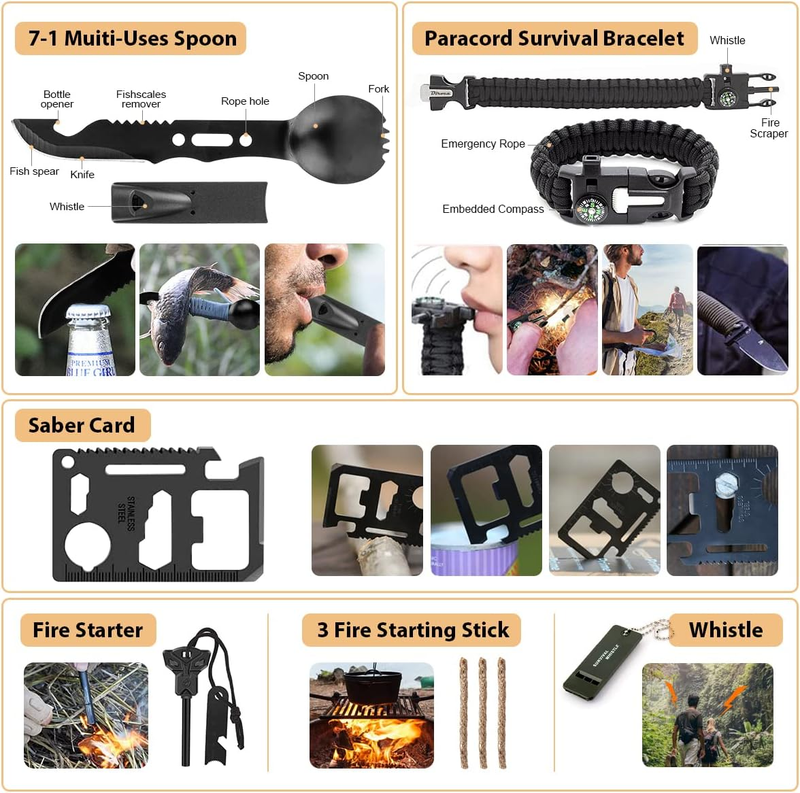 Survival Kit, 250Pcs Survival Gear First Aid Kit with Molle System Compatible Ba4