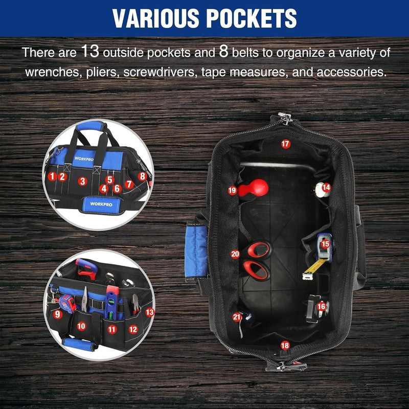 16-Inch Wide Mouth Tool Bag with Water Proof Molded Base6