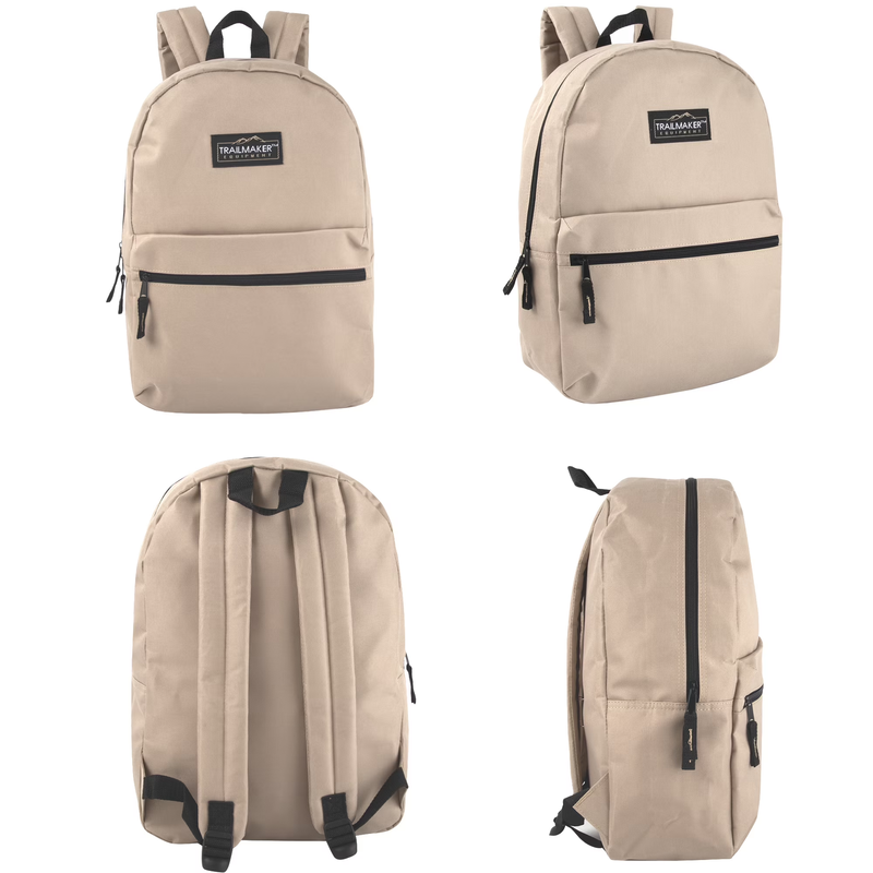 17 Inch Classic Backpack Khaki School Travel Work Gym Bookbag5