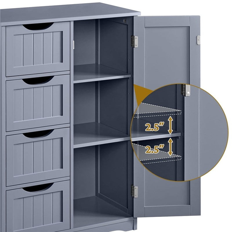 4 Drawers Wooden Bathroom Storage Cabinet, Gray7