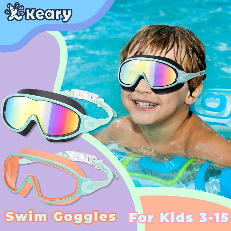 2 Pack Youth Swim Goggles Boys Girls Anti Fog UV Pool Swim Gear1