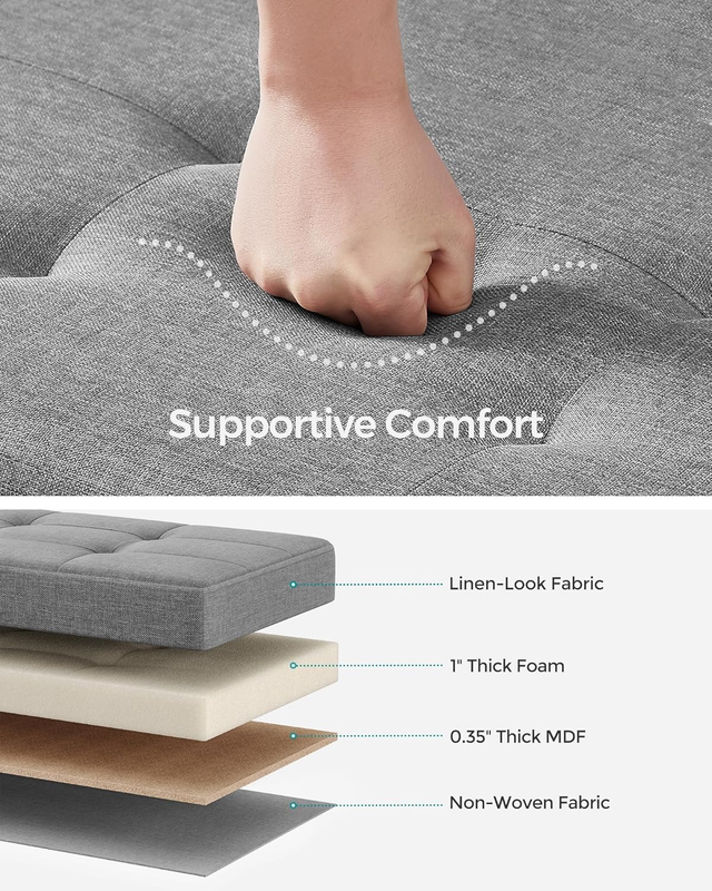 Storage Ottoman Bench, Foldable Foot Rest with Legs, 15 X 43 X 15.7 Inches, End 3