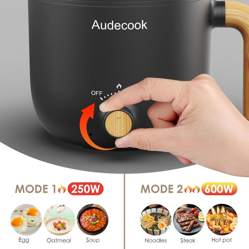 1.5L Electric Hot Pot Steamer Nonstick Noodle Cooker Dual Power Control Black4
