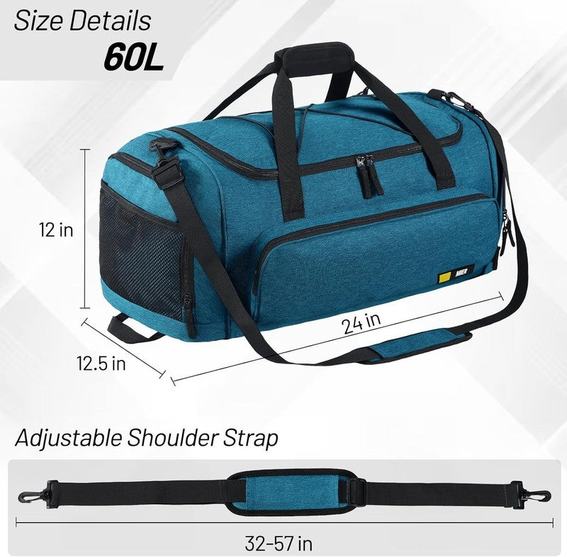 60L Large Gym Duffle Bag Shoes Compartment Lightweight Workout Travel5