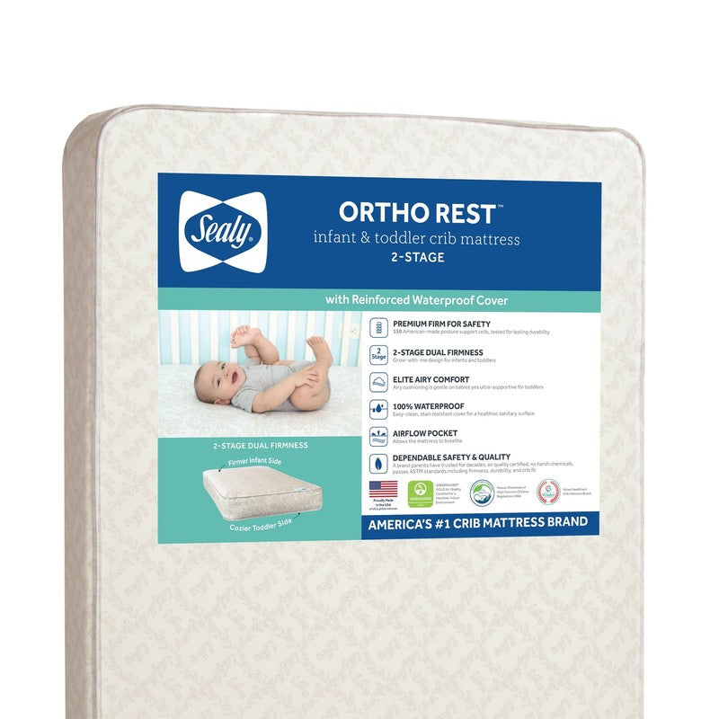 Rest Premium 2 Stage Crib Toddler Mattress 150 Coil Innerspring Gray1
