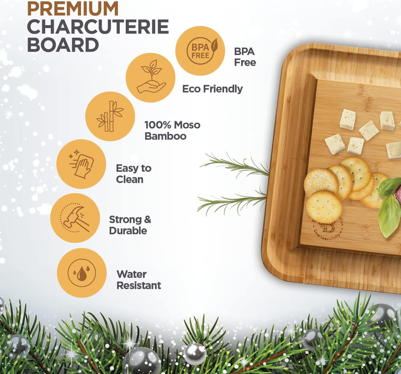 Charcuterie Bamboo Cheese Board & Knife Gift Set Housewarming Wedding 20254