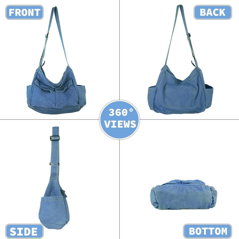 Canvas Messenger Bag Large Hobo Crossbody Multiple Pockets Shoulder Tote Unisex2
