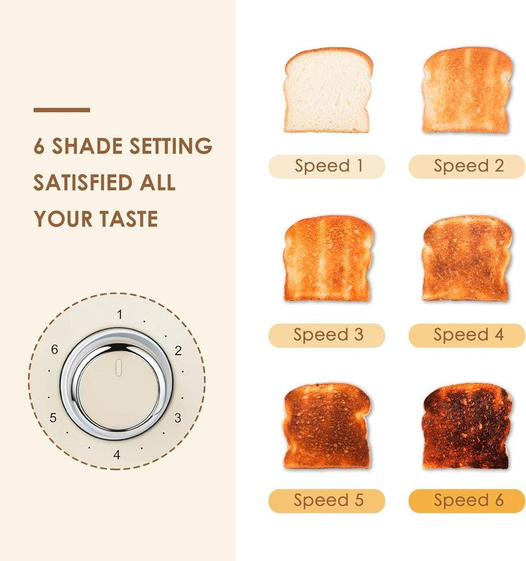 Retro 4 Slice Toaster Cream ST033 - Wide Slots, Bagel, Defrost, 6 Settings1