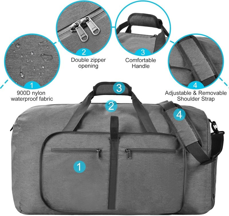 Duffle Bag Shoes Compartment Foldable Travel Waterproof Adjustable Strap Men3