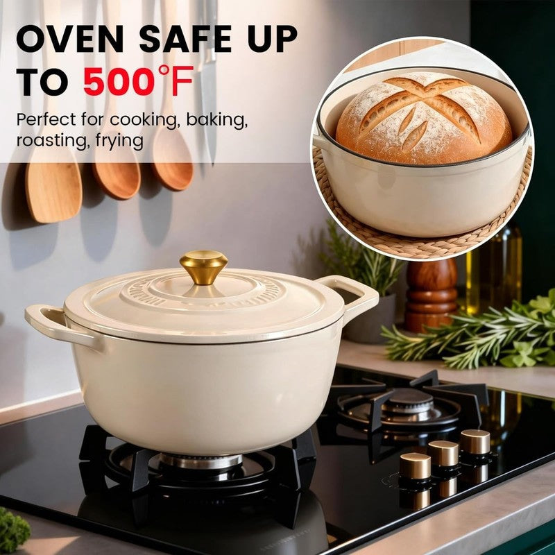 5QT Cast Iron Dutch Oven w/ Lid Sourdough Bread Baking Pot3