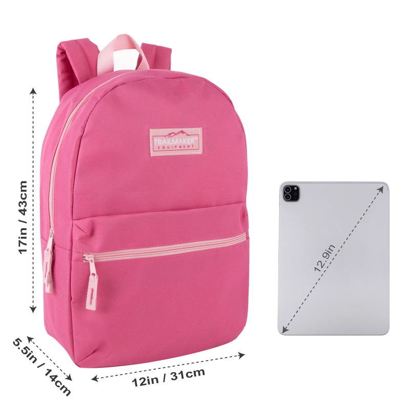 17 Inch Classic Backpack Pink School Travel Work Gym Bookbag2