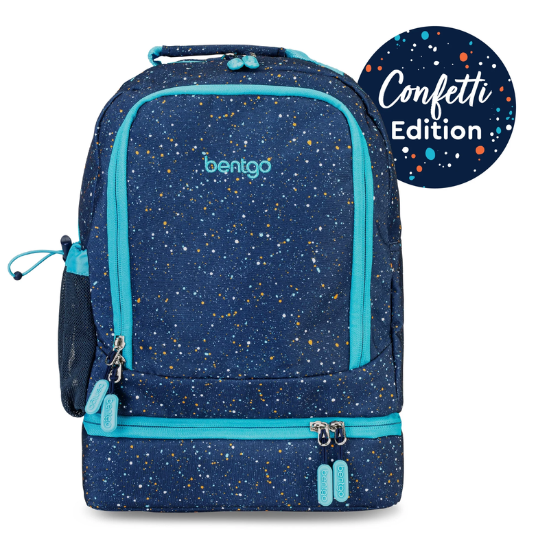 Kids 2 in 1 Backpack Insulated Lunch Bag Confetti Edition Abyss Blue School Trav6