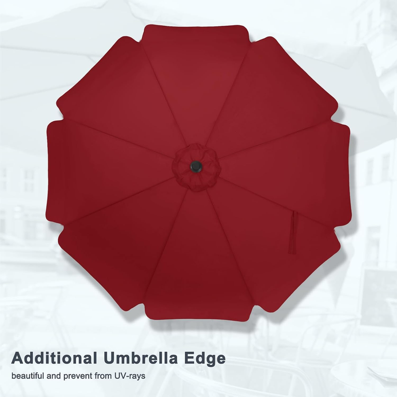 Outdoor Market Umbrella 9FT Crank Tilt 8 Ribs Waterproof Burgundy3