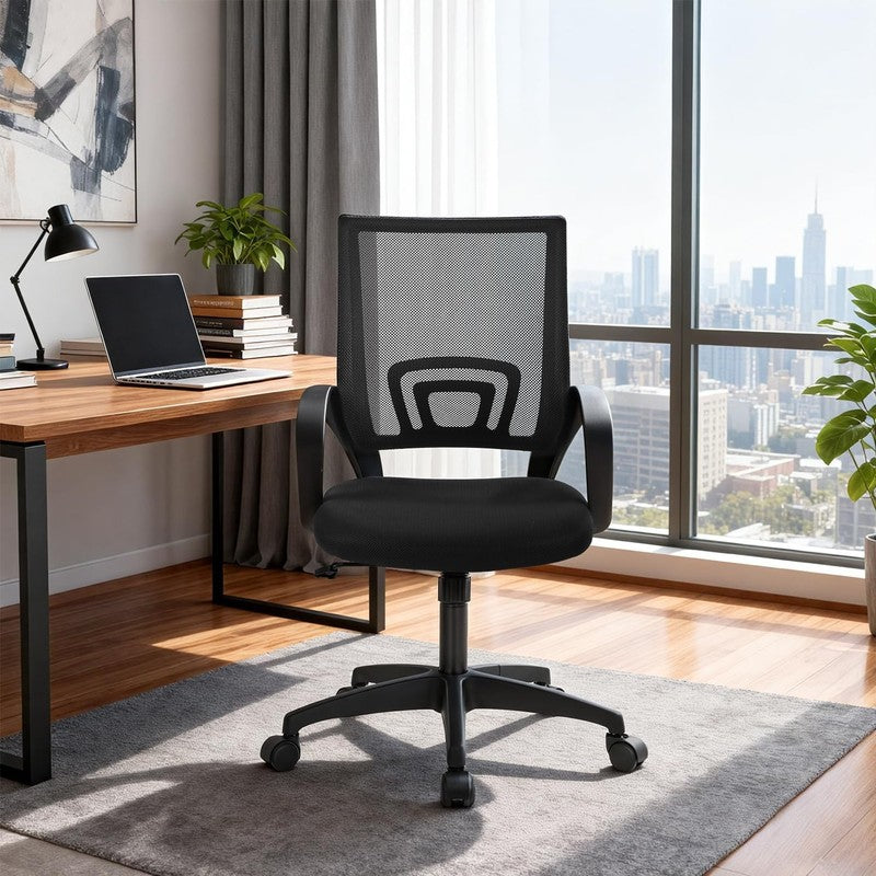 | Ergonomic Office Chair | Mid-Back Swivel Desk Chair | Breathable Backrest & Lu1