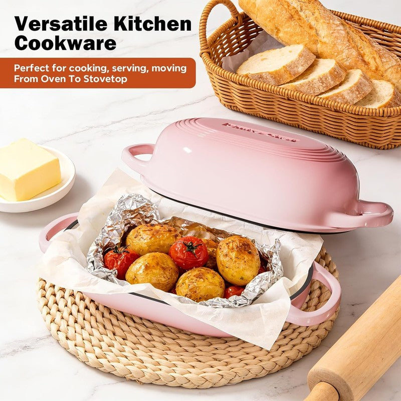 5QT Cast Iron Dutch Oven Bread Kit w/ Banneton Lame Sourdough Pink4