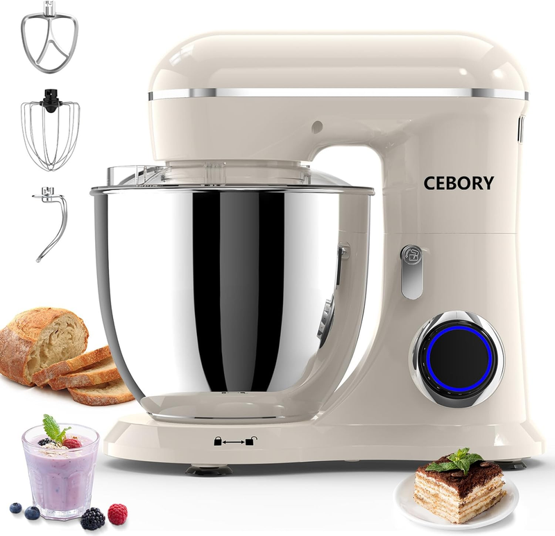 3-in-1 Stand Mixer 6.5QT 660W 10-Speed w/ Dough Hook Whisk Beater0