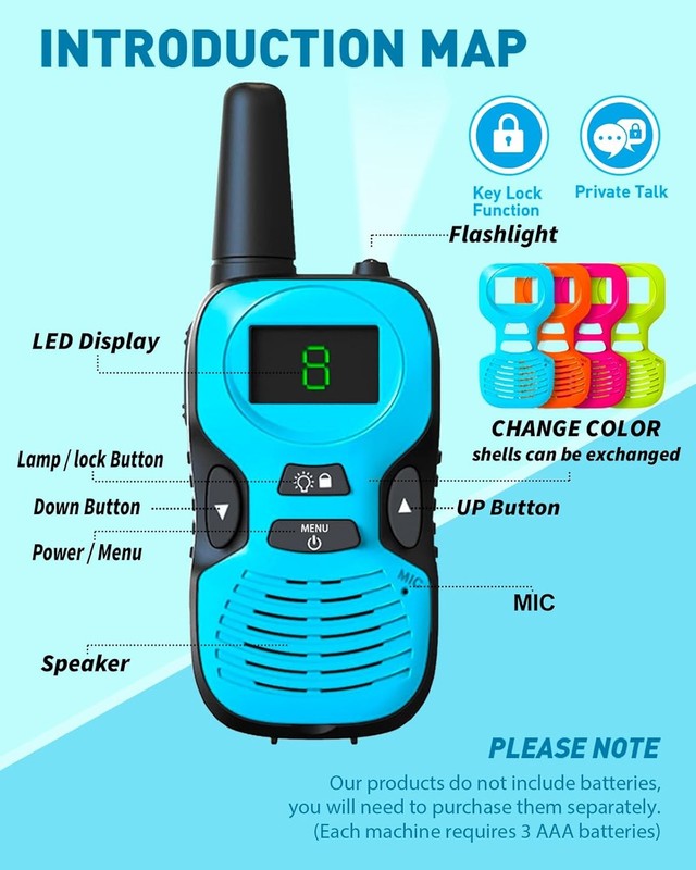 Kids Walkie Talkies 4 Pack Long Range Toy Radios Flashlight LCD 3 Miles 5 71