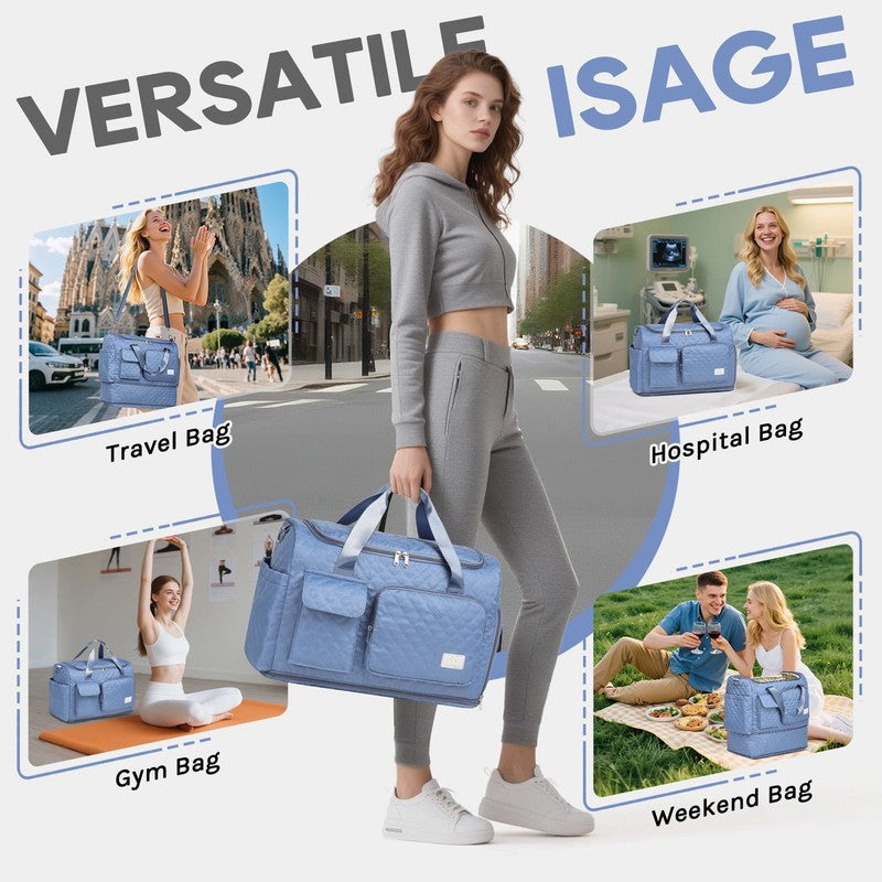 2-Piece Expandable Foldable Duffle Bag Set with Wet Pocket and Shoe Compartment,7