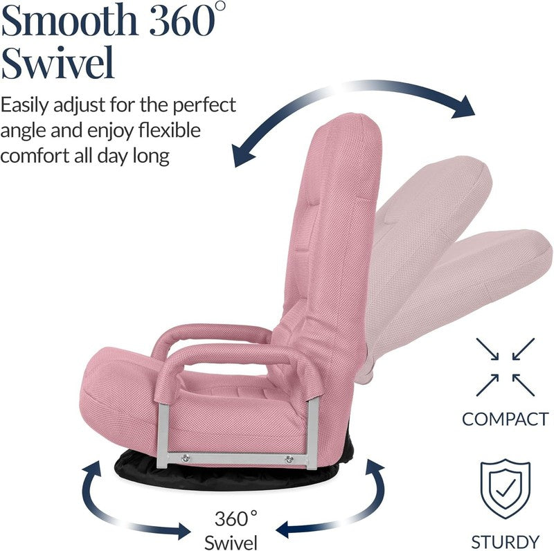 Gaming Floor Rocker Chair 360° Swivel, Lumbar Support, Adjustable Back – Pink5