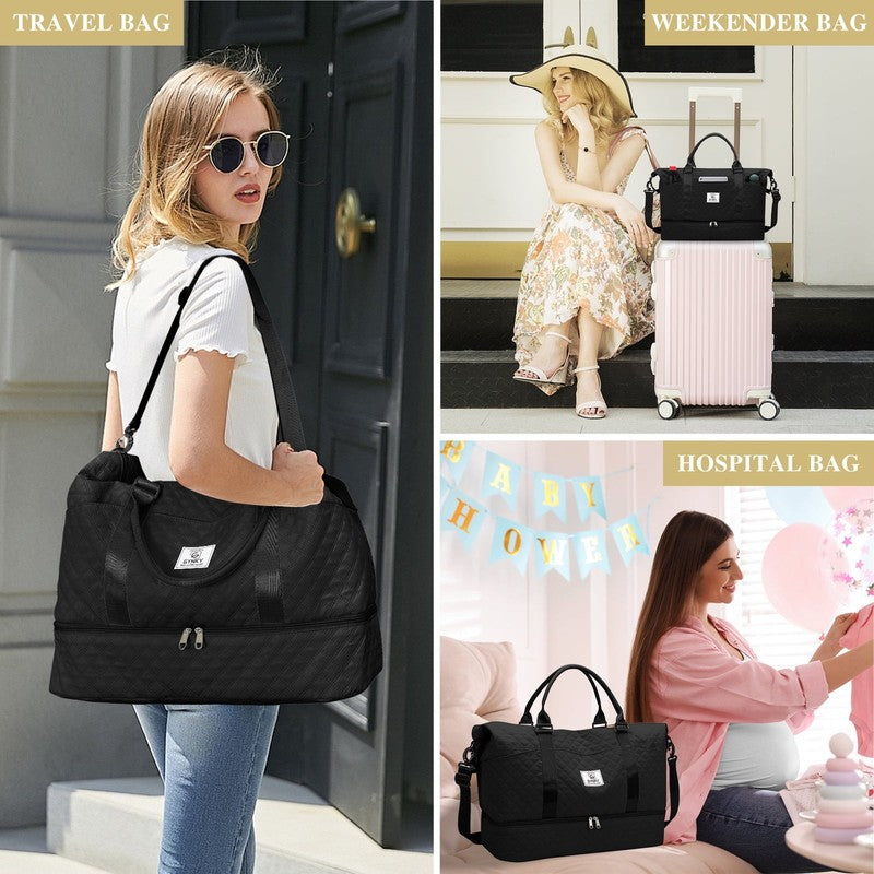 Travel Duffle Bag Weekender Bags for Women with Shoe Compartment Carry on Overni4