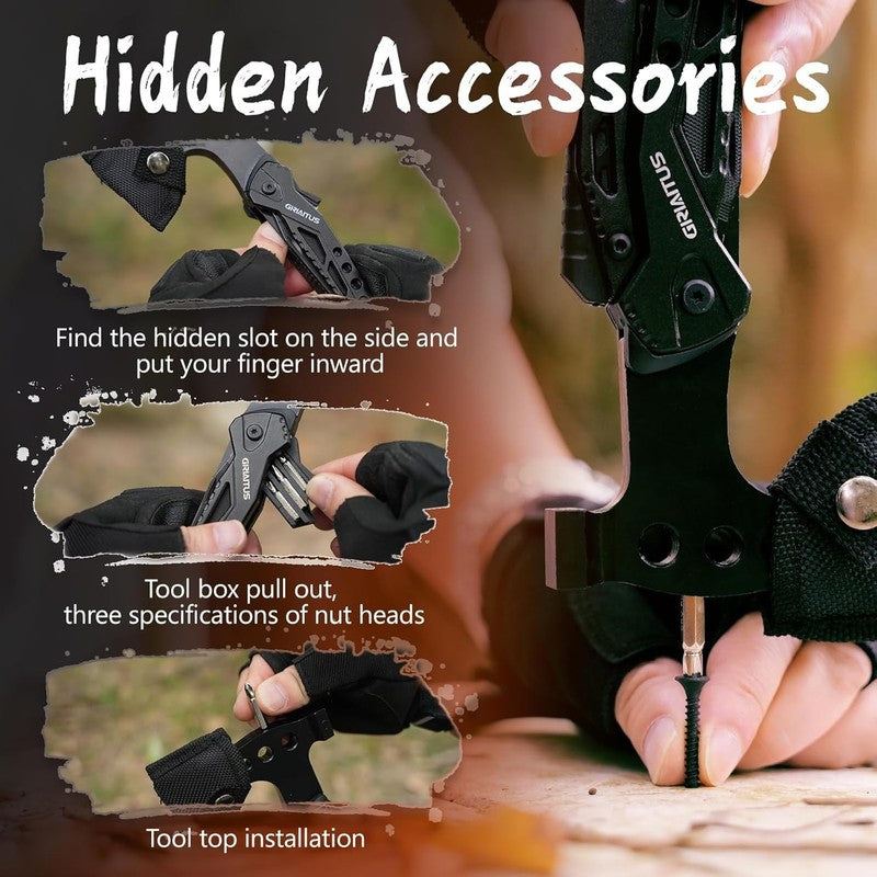 16 in 1 Camping Multitool – Survival Gear with Axe, Hammer, Pliers & More, 3