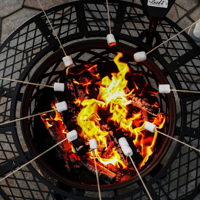 32" Wood Burning Fire Pit with Poker & Grill Outdoor Patio9