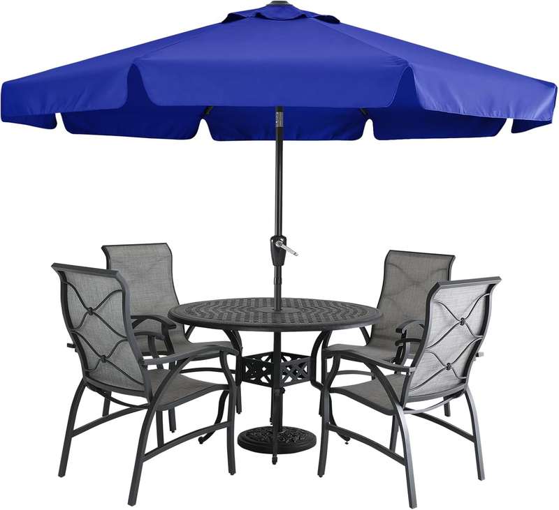 9FT Patio Umbrella with Crank Tilt 8 Ribs UV Fade Resistant Blue11