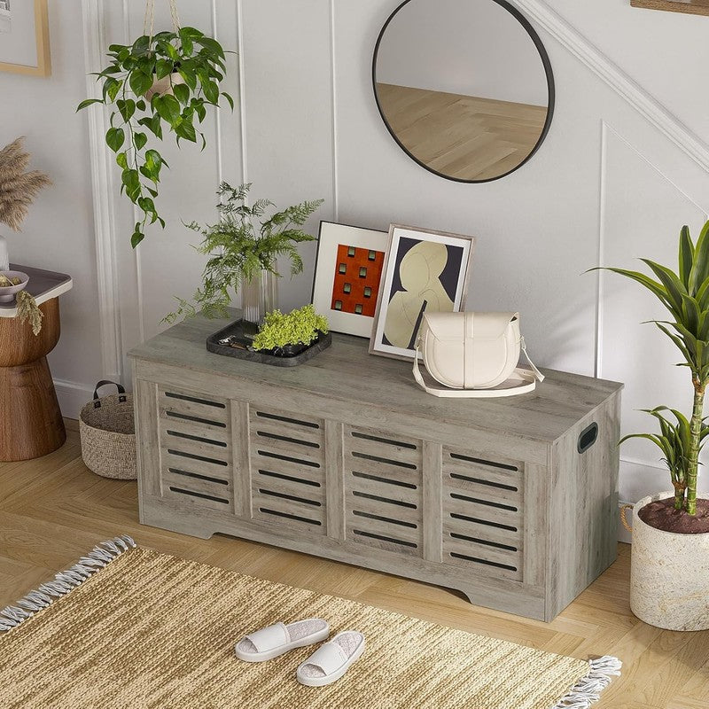 47.3'' Wooden Toy Box Storage Chest Flip Top Entryway Shoe Bench Gray Wash6