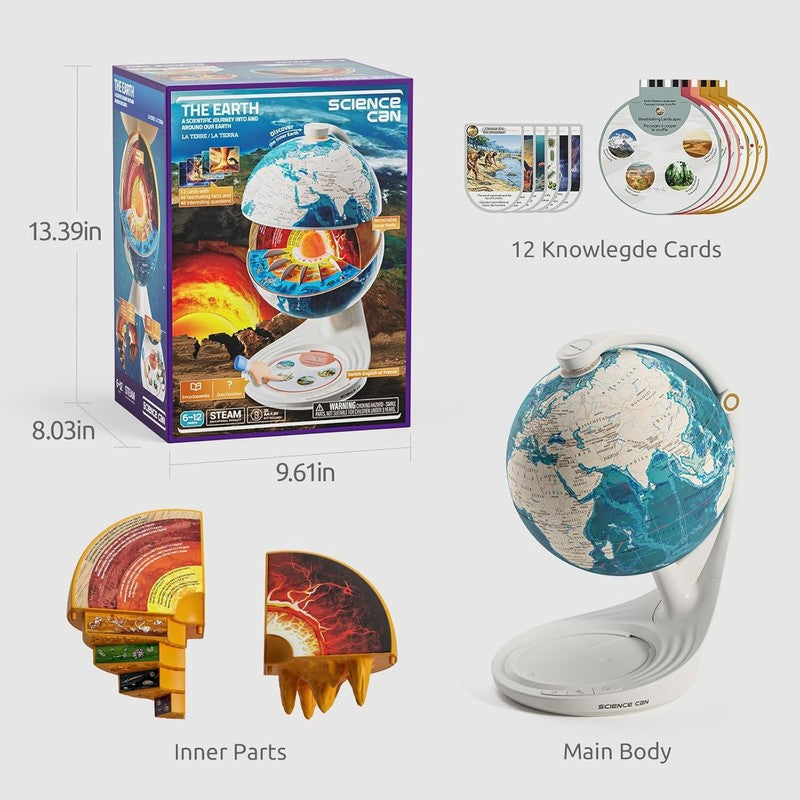 8in Interactive Talking Globe for Kids Bilingual STEM Quiz Toy Ages 6+6