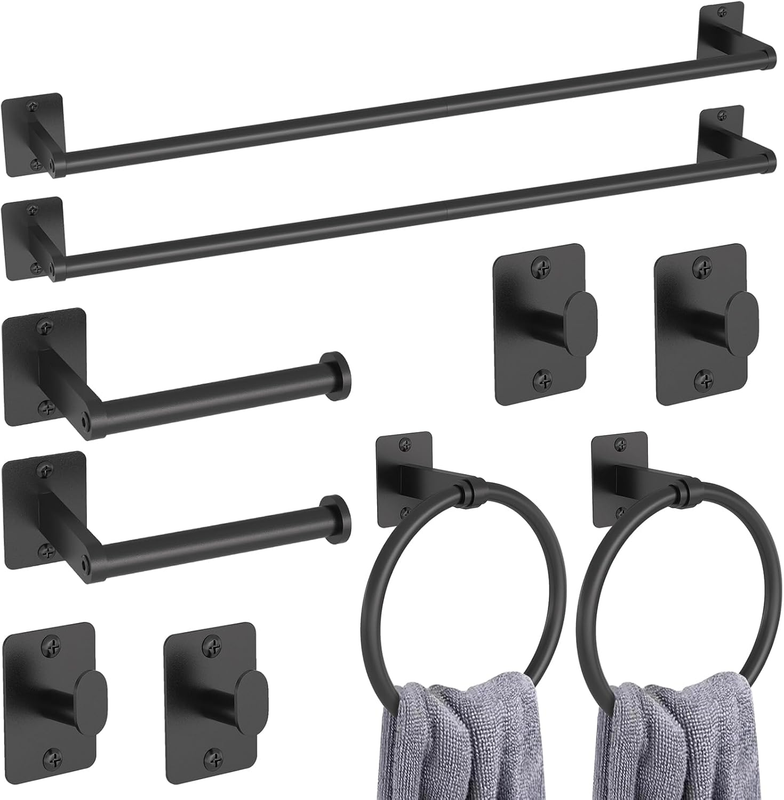 10 Pieces Bathroom Accessories Set, Bathroom Hardware Set, 24 Inch Towel Bar, To0
