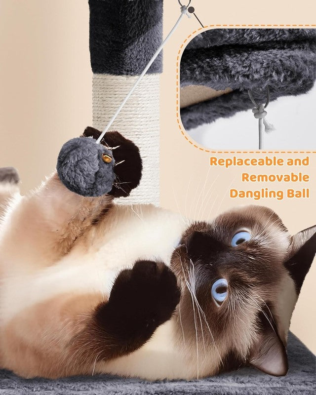 Large Multi-Level Cat Tree, 63 Inches Tall with Sisal-Covered Scratching Posts, 7