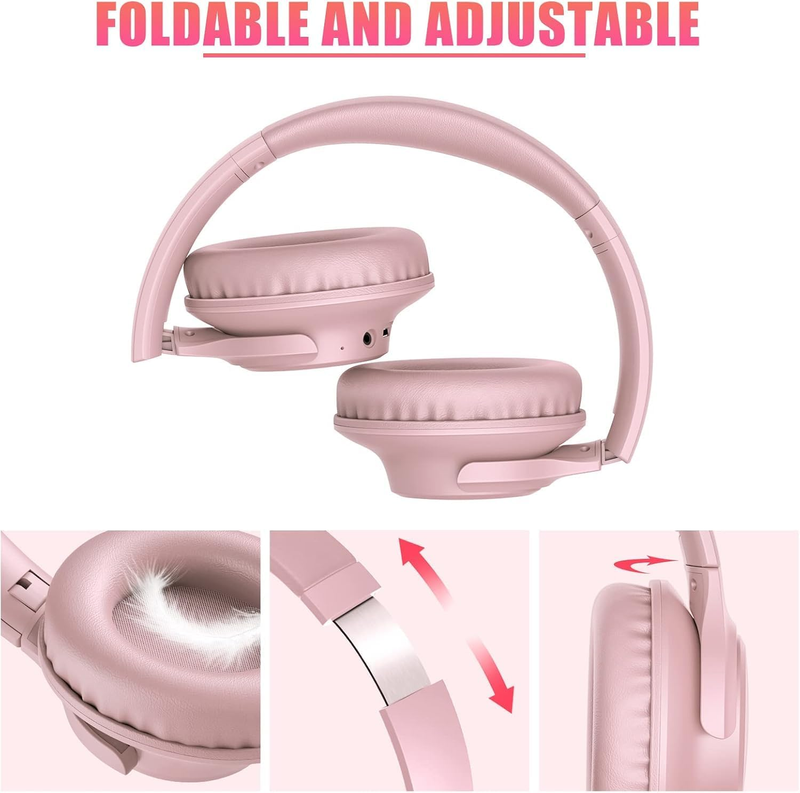 Bluetooth Over Ear Headphones 65H Playtime Wireless Headset Mic Bass5