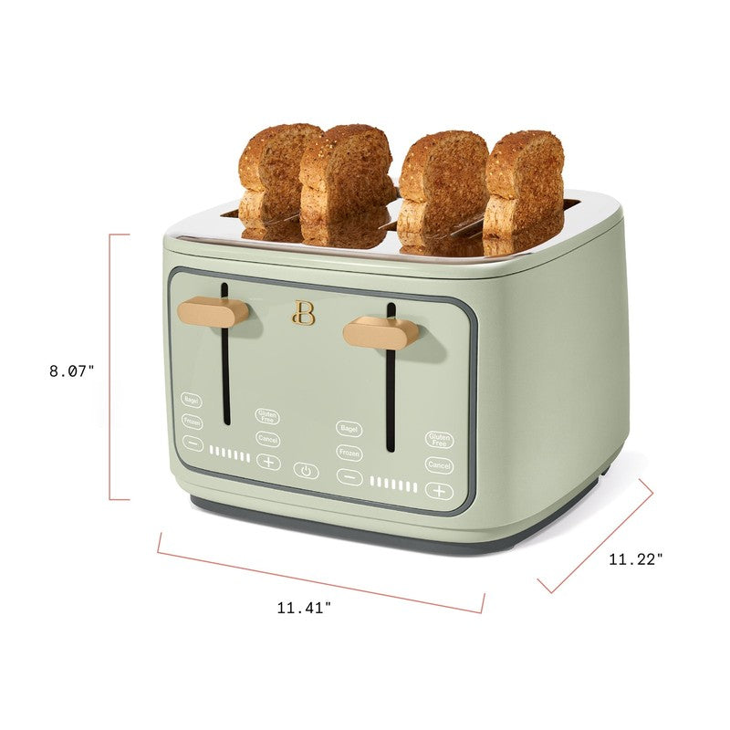 4-Slice Toaster with Touch-Activated Display, Sage Green by Drew Barrymore4