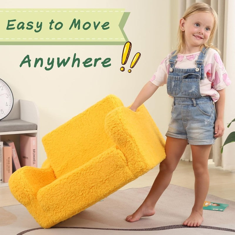 Kids 2 in 1 Flip Out Foam Sofa Couch w/ Soft Sherpa Cover, Yellow4