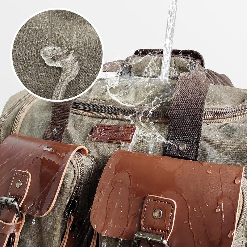 Waxed Canvas Duffle Bag - 50L Waterproof Weekender Overnight Travel Bag2