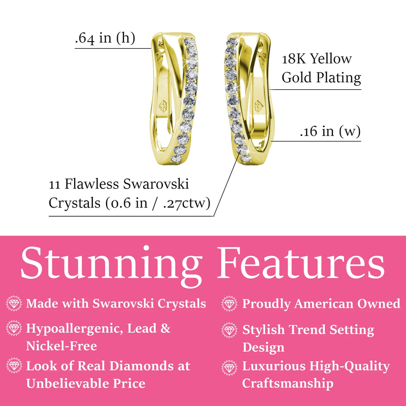 Amaya 18K Yellow Gold Plated 16Mm Hoop Earrings with Crystals Gift for Women1