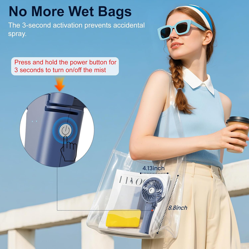 Portable Handheld Misting Fan USB Rechargeable Mini Cooling Royal Blue4